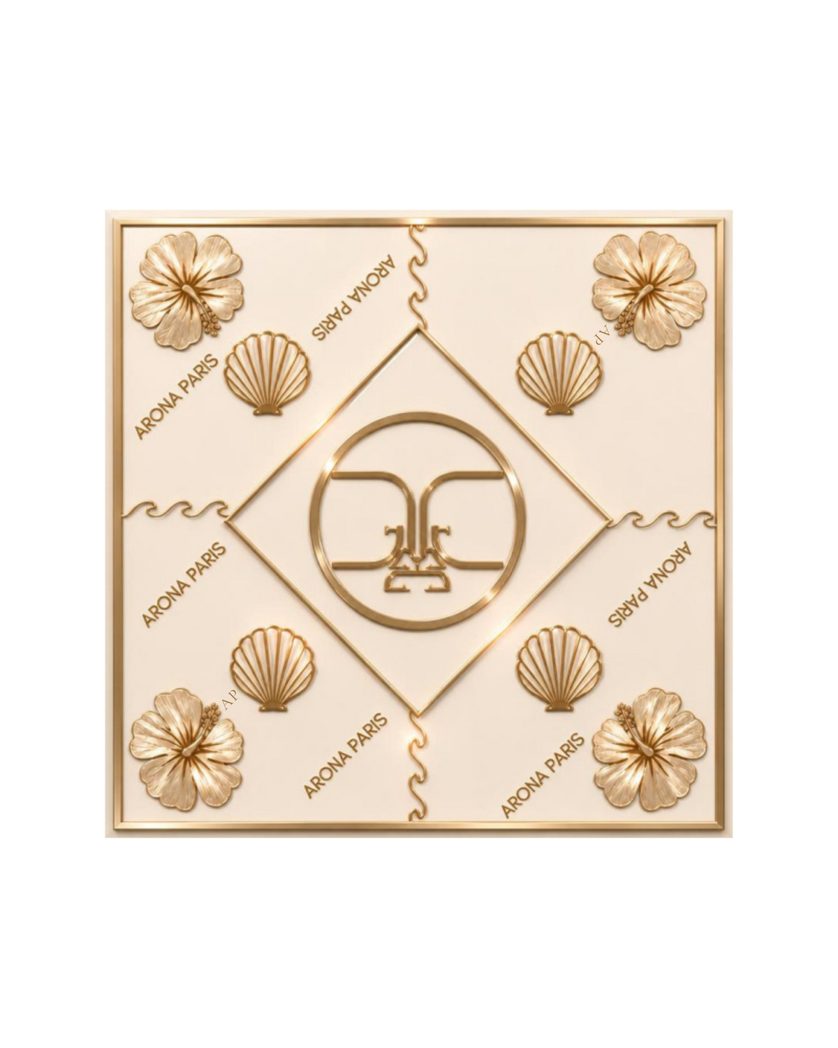 Carré de soie REVA Beige et or