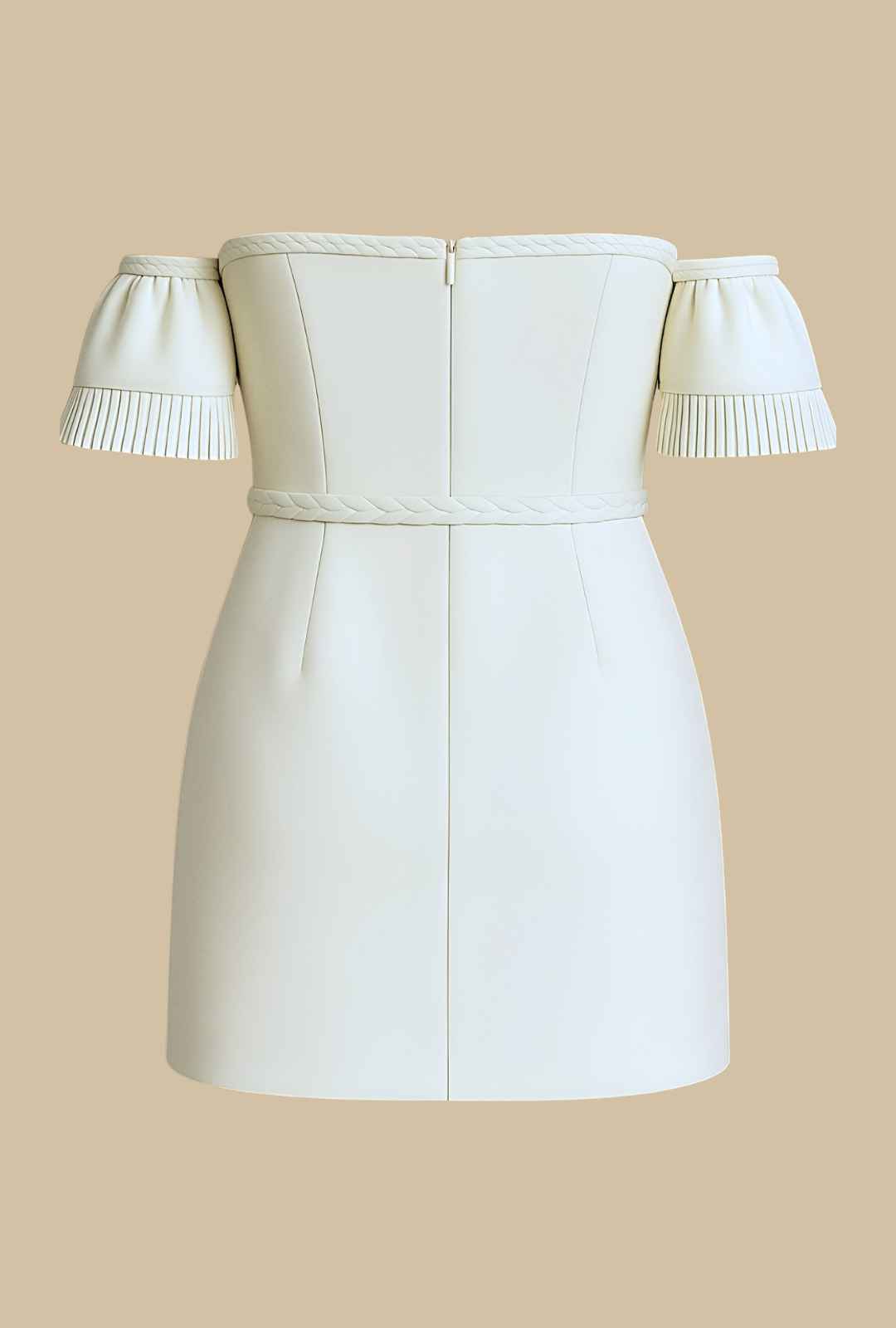 Robe courte ivoire bustier à manches bouffantes