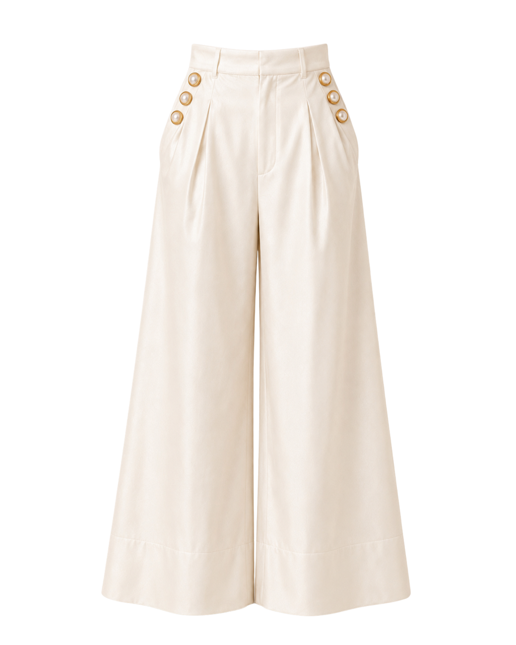 Pantalon palazzo MARAMA ligne ivoire, vue de face, collection HIVA Arona Paris