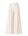 Pantalon palazzo MARAMA ligne ivoire, vue de face, collection HIVA Arona Paris
