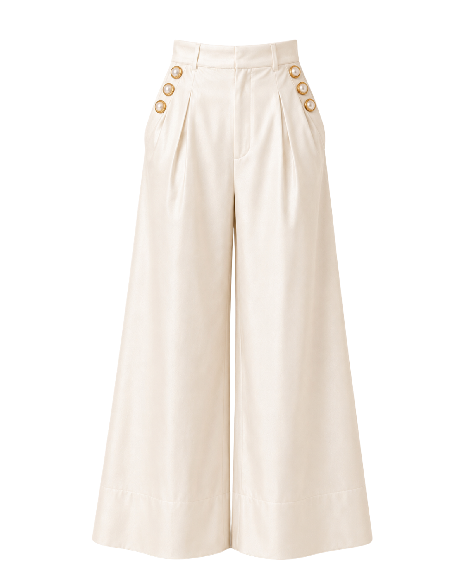 Pantalon palazzo MARAMA ligne ivoire, vue de face, collection HIVA Arona Paris