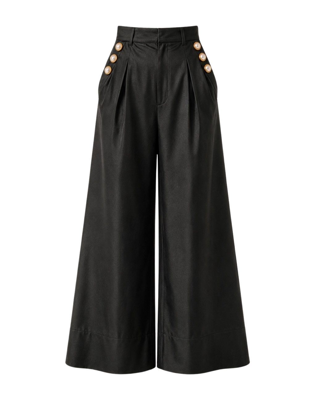 Pantalon palazzo MARAMA ligne noire, vue de face, collection HIVA Arona Paris