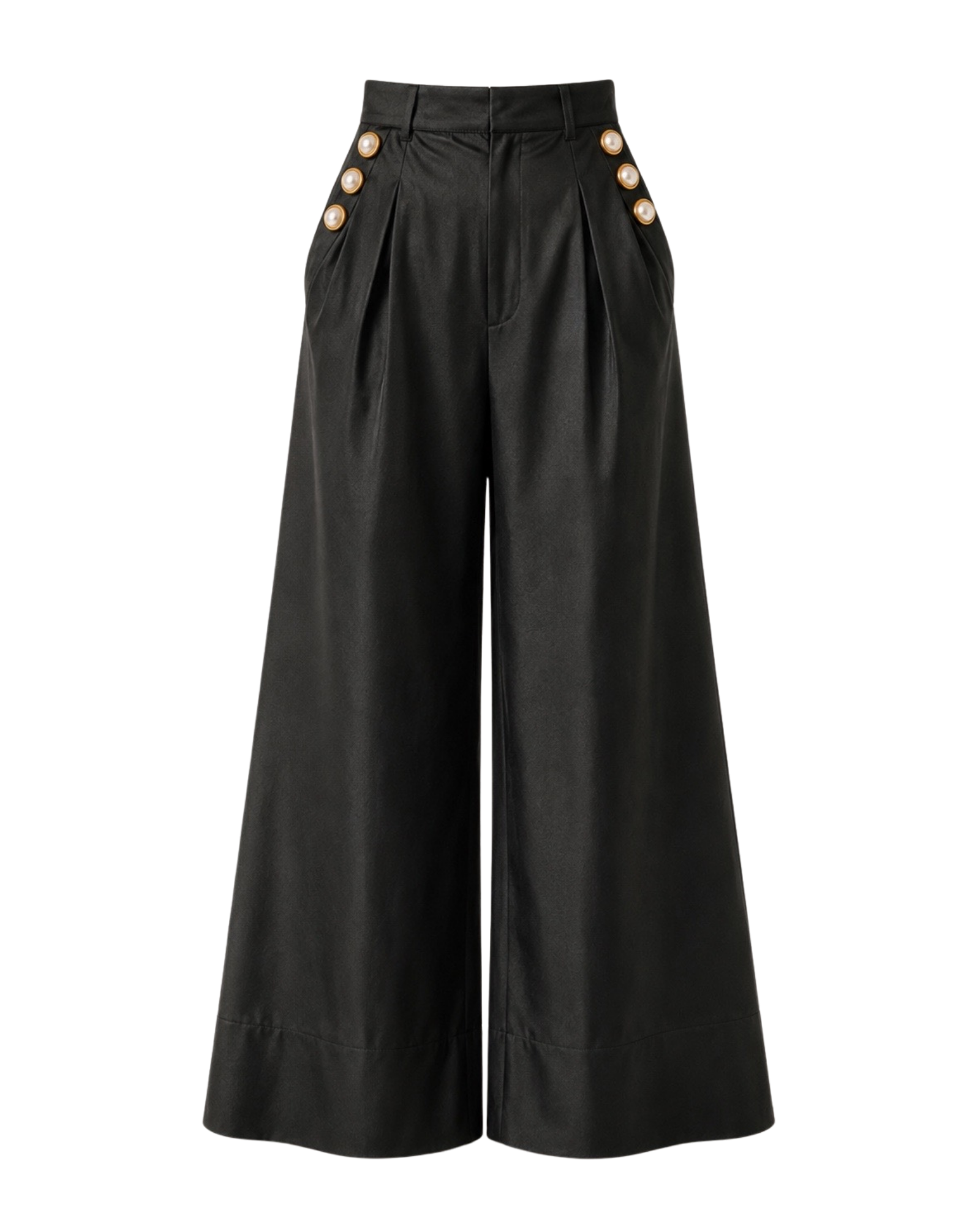 Pantalon palazzo MARAMA ligne noire, vue de face, collection HIVA Arona Paris