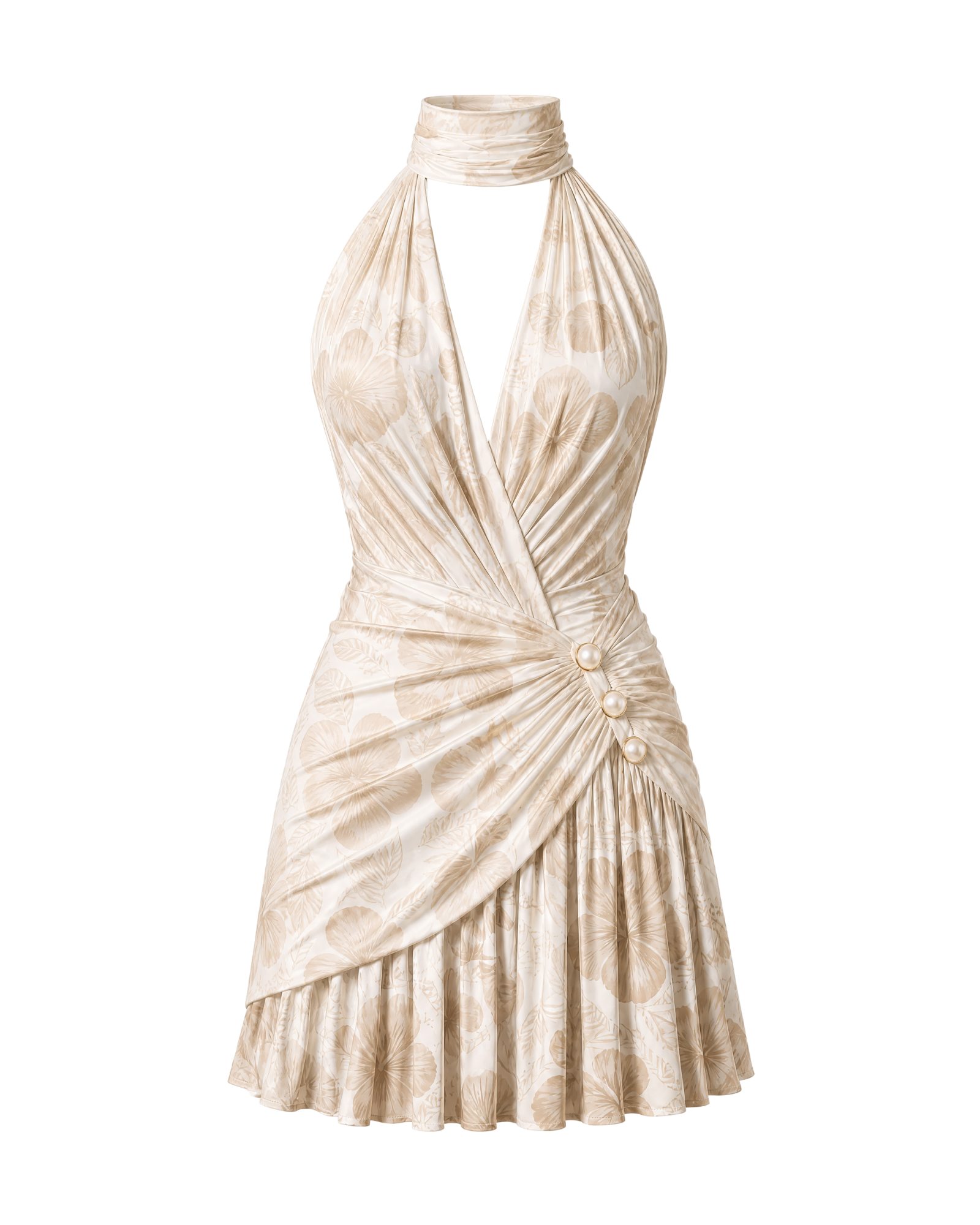 Robe tour de cou RAI ligne ivoire, vue de face, collection HIVA Arona Paris