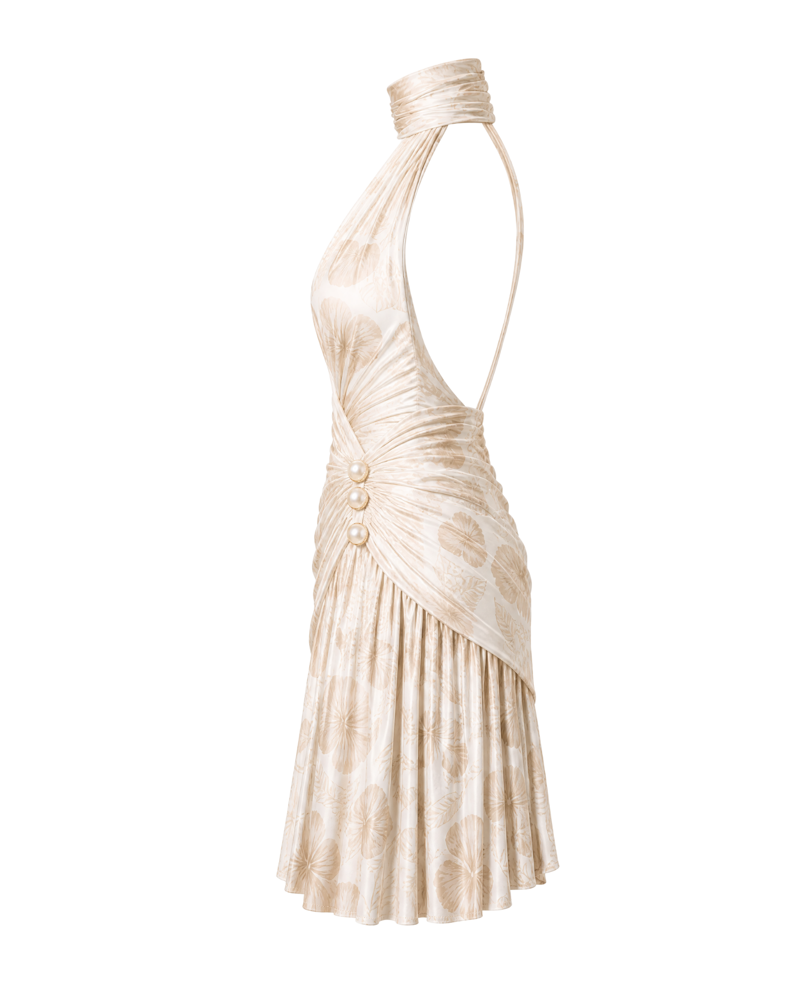 Robe tour de cou RAI ligne ivoire, vue de profil, collection HIVA Arona Paris