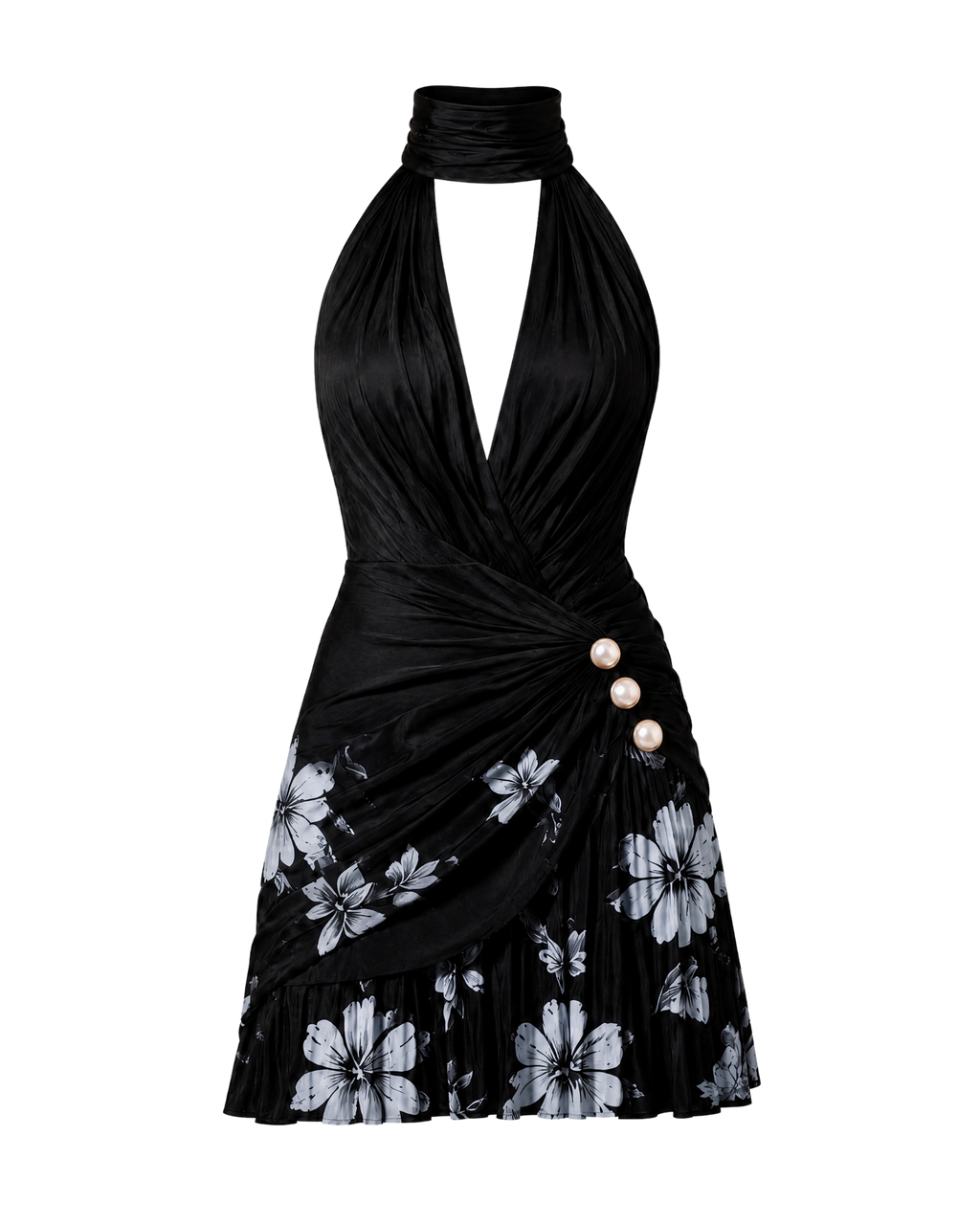 Robe tour de cou RAI ligne noire, vue de face, collection HIVA Arona Paris