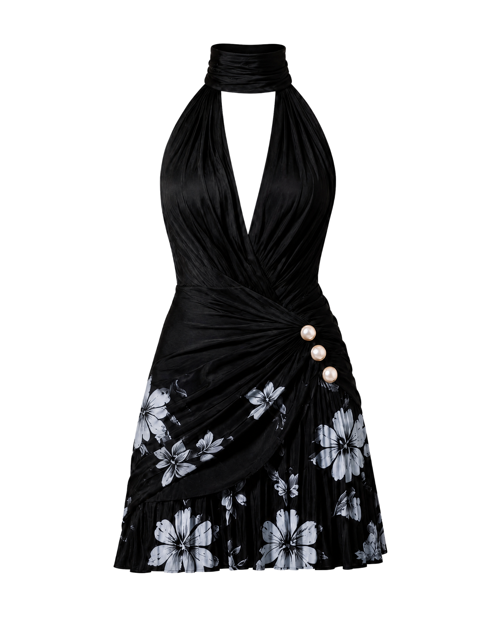 Robe tour de cou RAI ligne noire, vue de face, collection HIVA Arona Paris