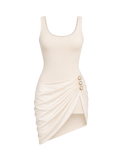 Robe drapée VAEA ligne ivoire, vue de face, collection HIVA Arona Paris