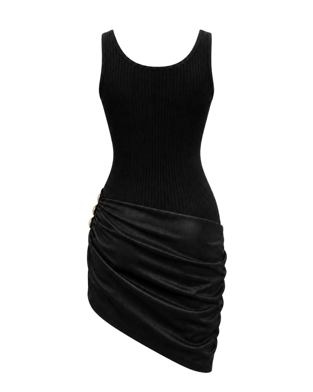 Robe drapée VAEA ligne noire, vue de dos, collection HIVA Arona Paris