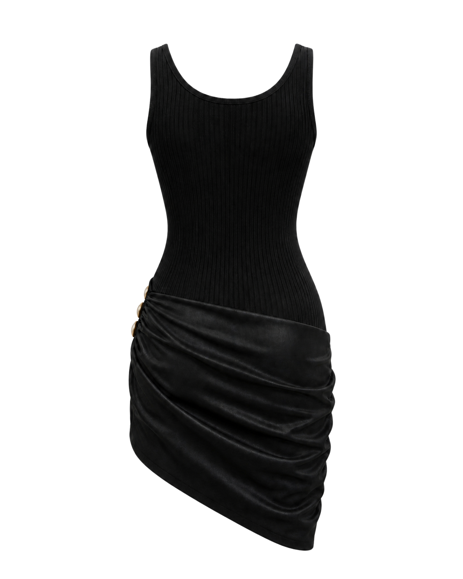 Robe drapée VAEA ligne noire, vue de dos, collection HIVA Arona Paris