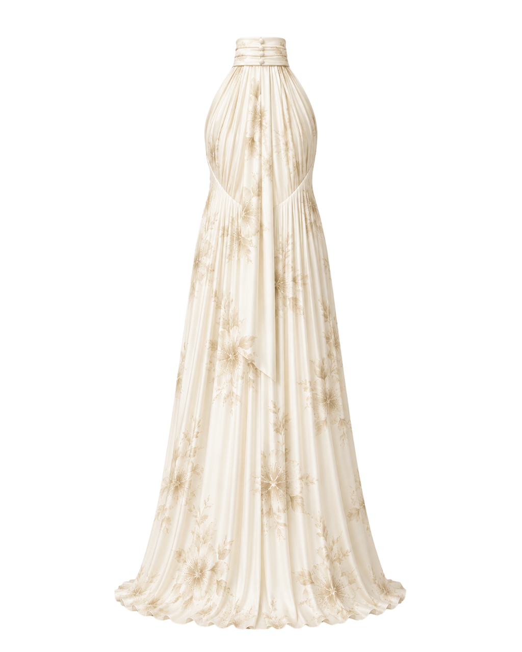 Robe longue plissée HINA ligne ivoire, vue de dos, collection HIVA Arona Paris