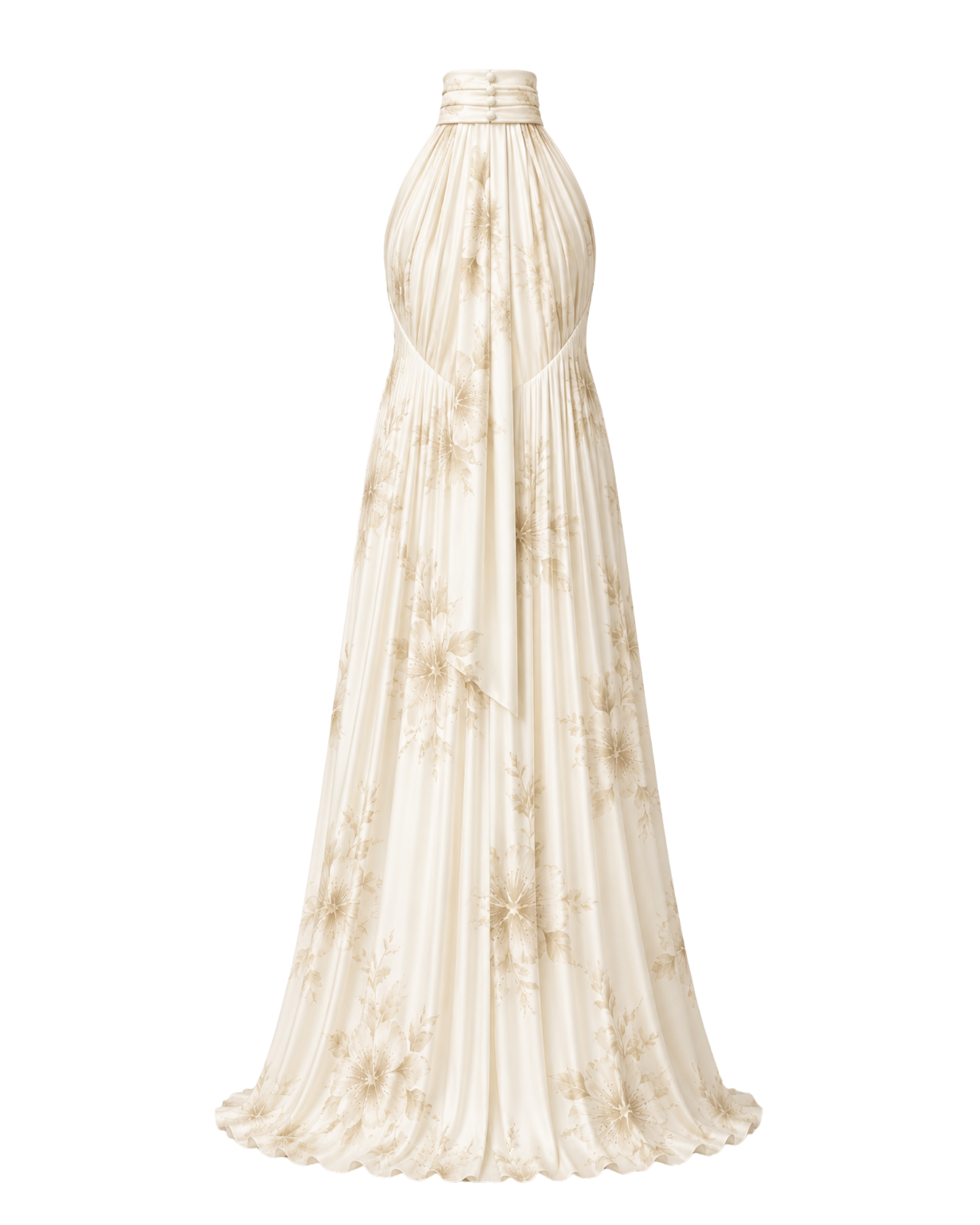 Robe longue plissée HINA ligne ivoire, vue de dos, collection HIVA Arona Paris