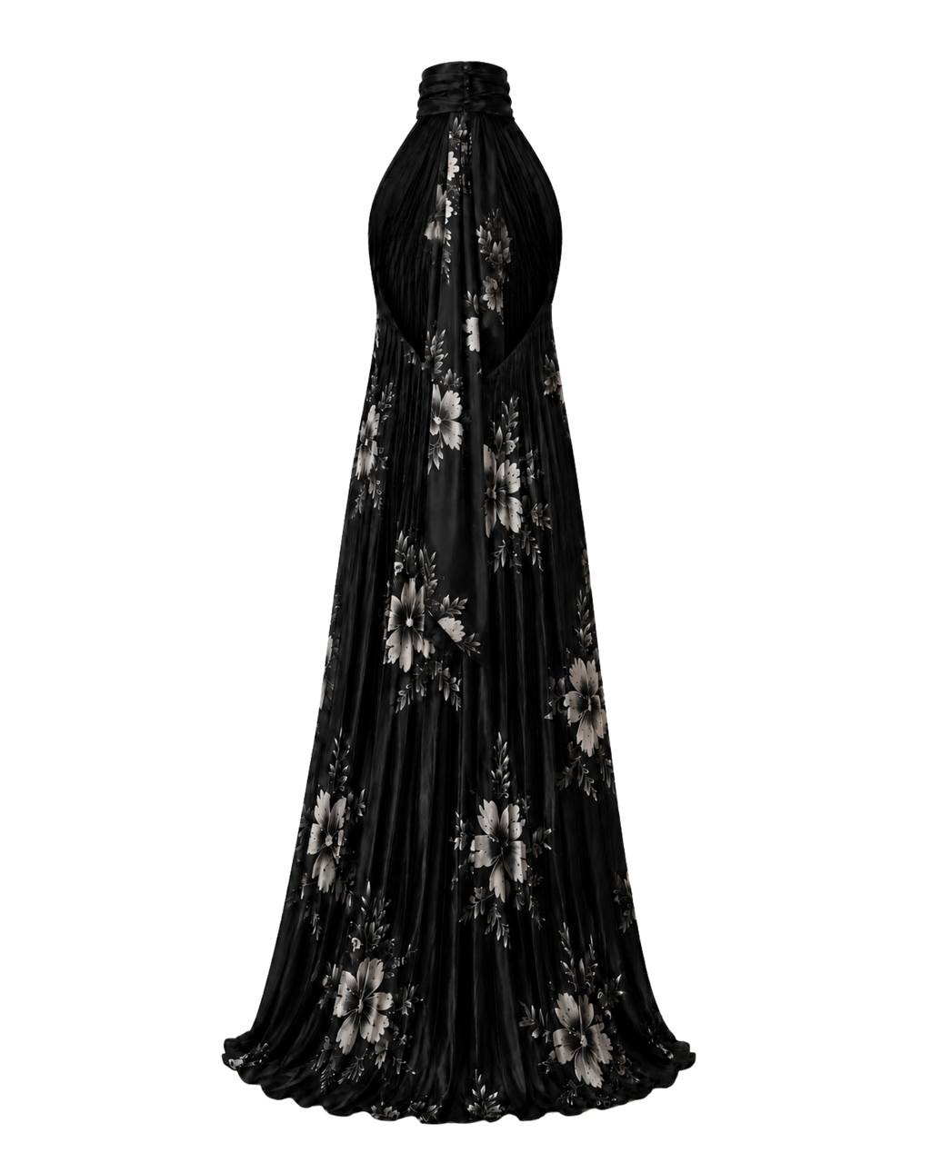 Robe longue plissée HINA ligne noire, vue de dos, collection HIVA Arona Paris