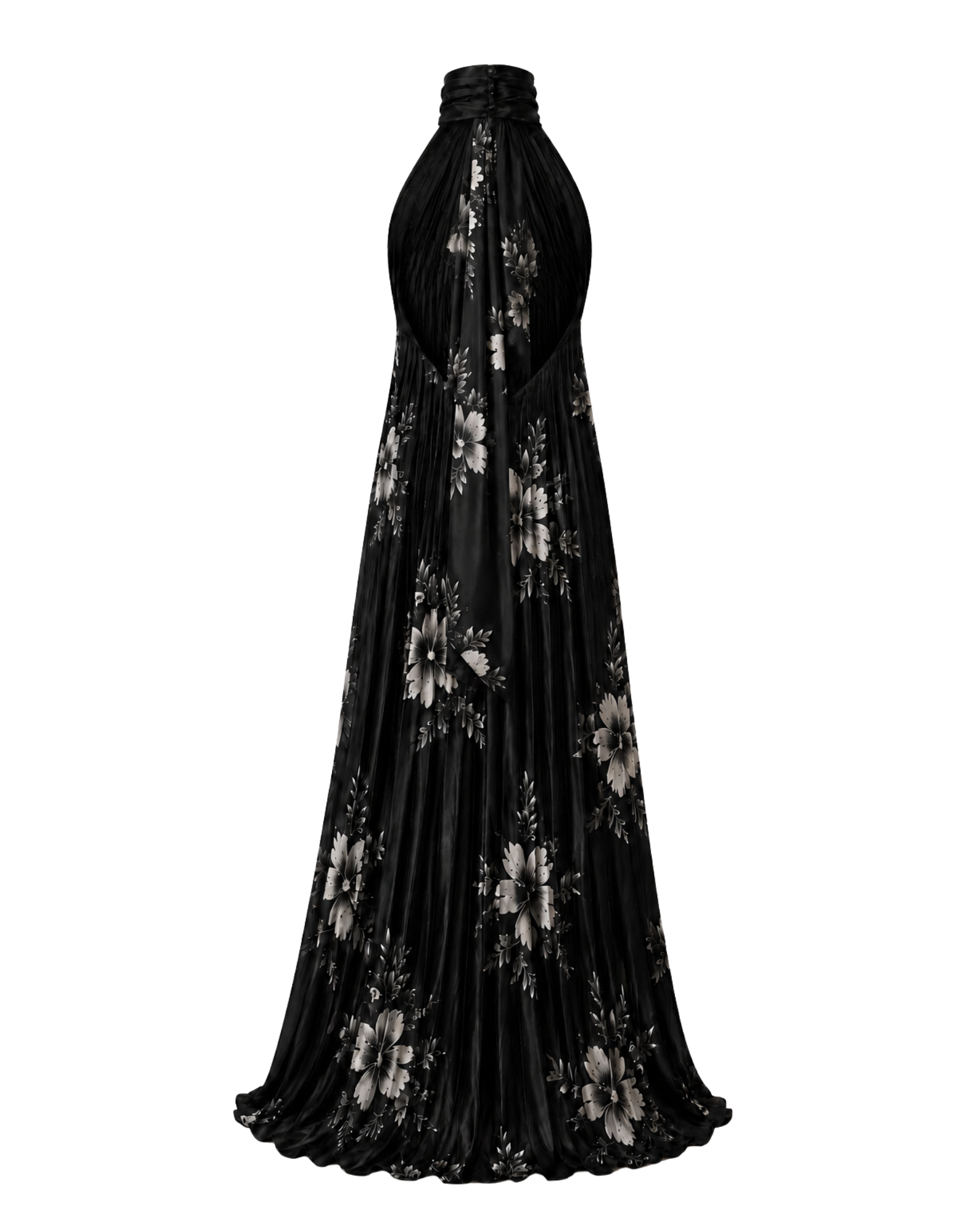 Robe longue plissée HINA ligne noire, vue de dos, collection HIVA Arona Paris