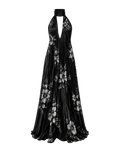 Robe longue plissée HINA ligne noire, vue de face, collection HIVA Arona Paris